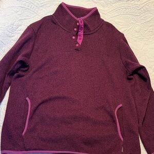 Eddie Bauer Women's Burgundy Sweater with Pink Accents